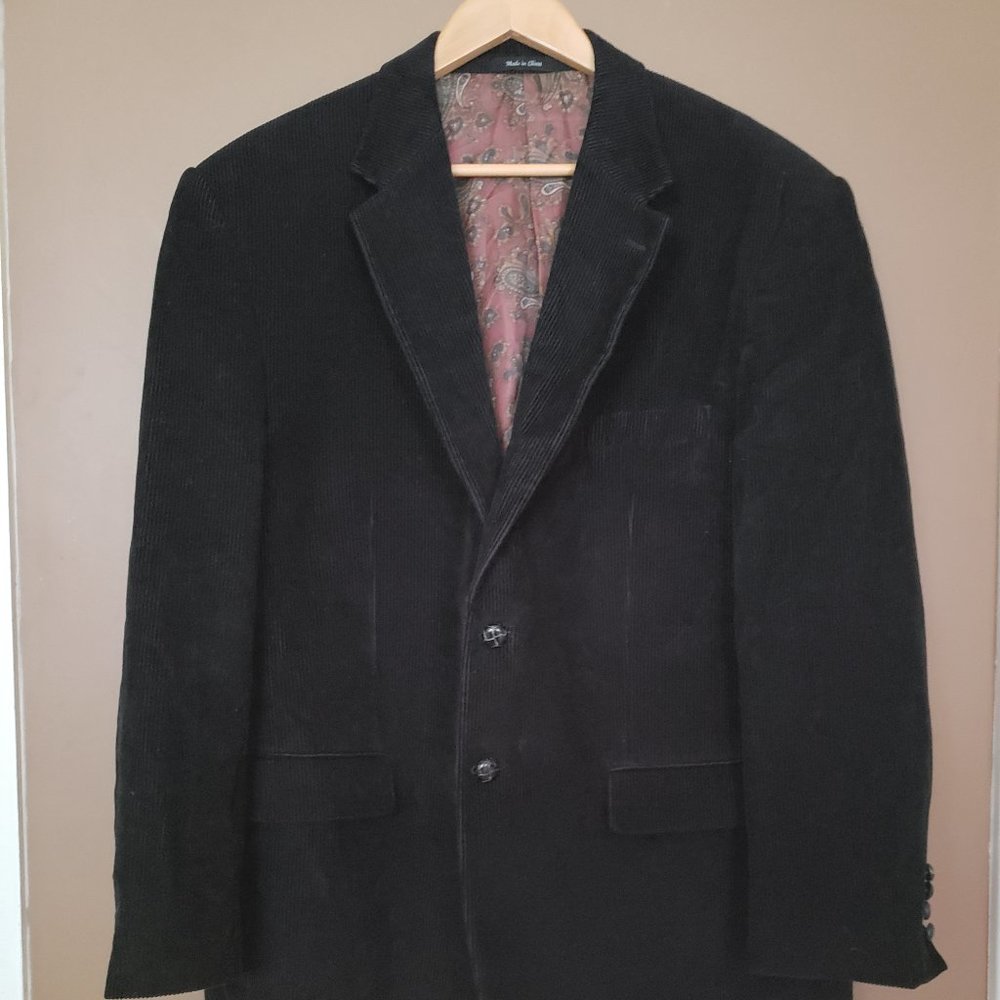 Vintage Men's Ralph Lauren Black Coduroy Jacket Size 48R